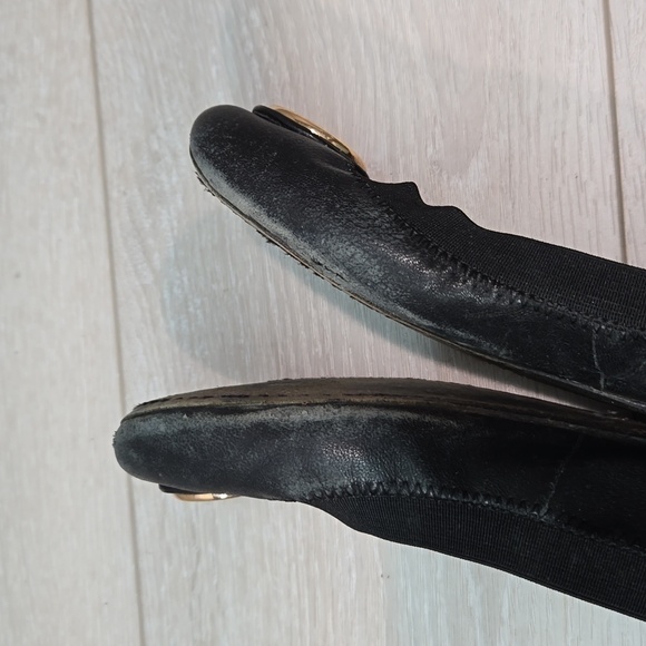 Tory Burch Logo Leather Ballet Flats slip on shoes sz 7M - Picture 12 of 16